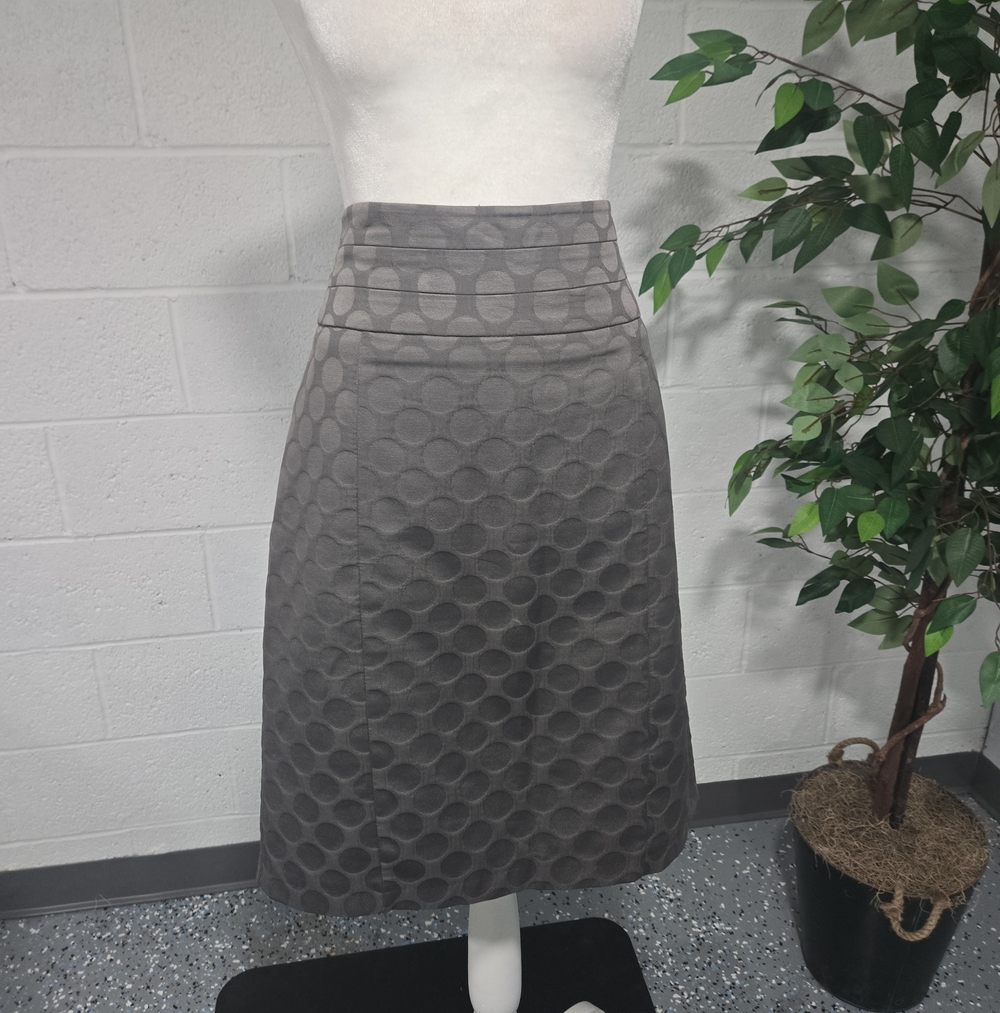 Polka Dot High Waisted Gray Preppy A Line Office Siren Skirt 10 Medium Feminine